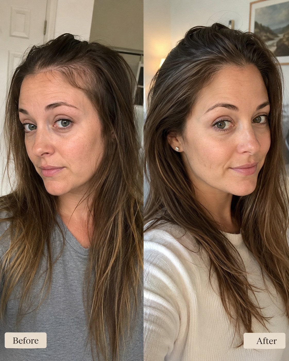 Before and after hair progress image 1