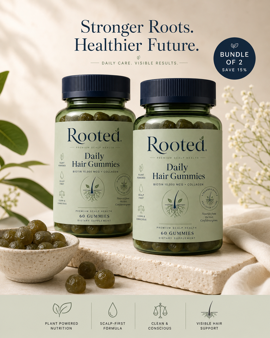 Rooted. Daily Hair Gummies gallery image 5