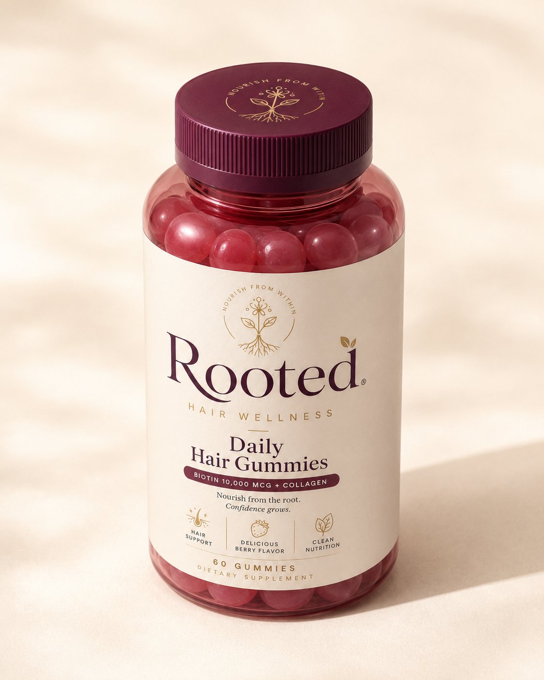 Rooted Daily Hair Gummies angle